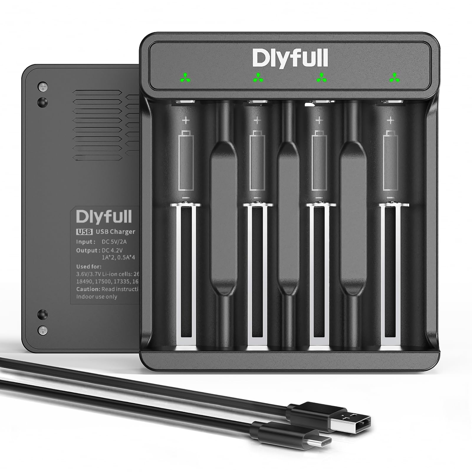 Amazon | Dlyfull リチウムイオン電池 充電器、 18650 急速充電器[1A